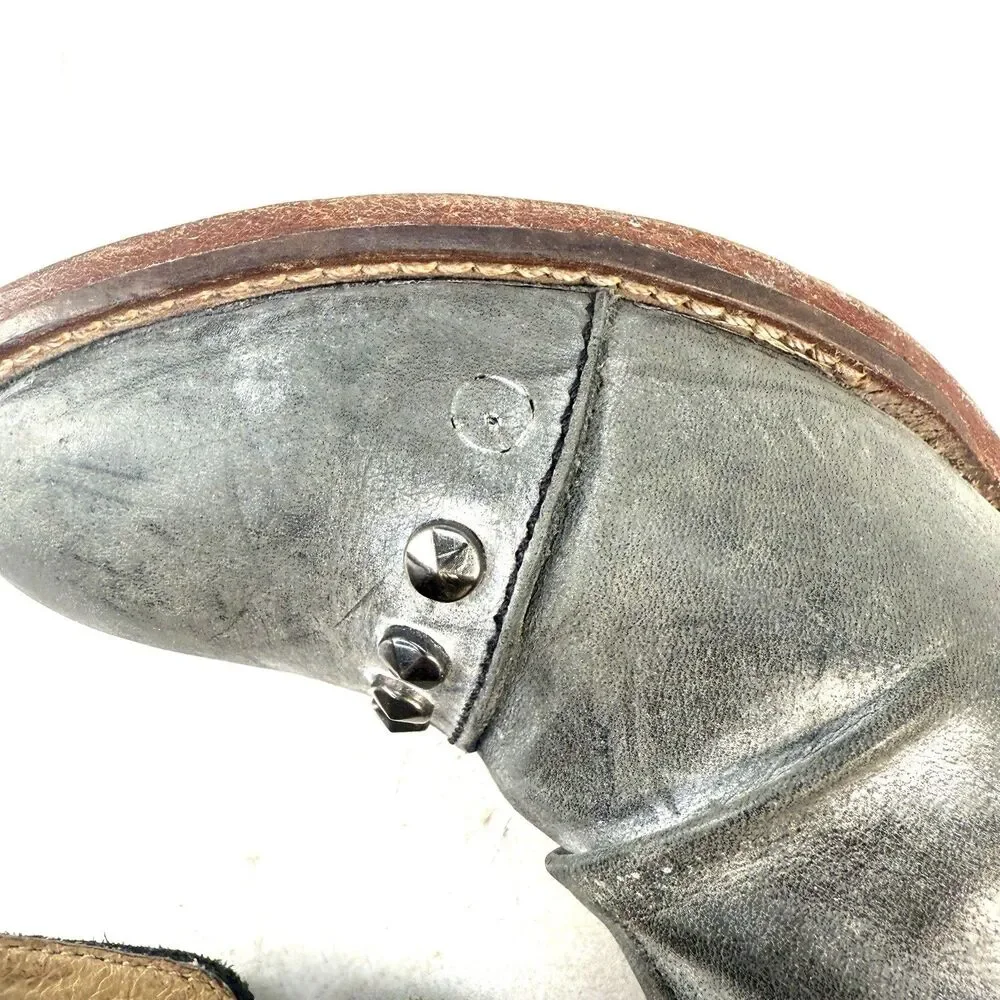 Patron Perugia Ruth Studded Ankle Boots Women Size 9M Gray Zipper Cut Out Detail